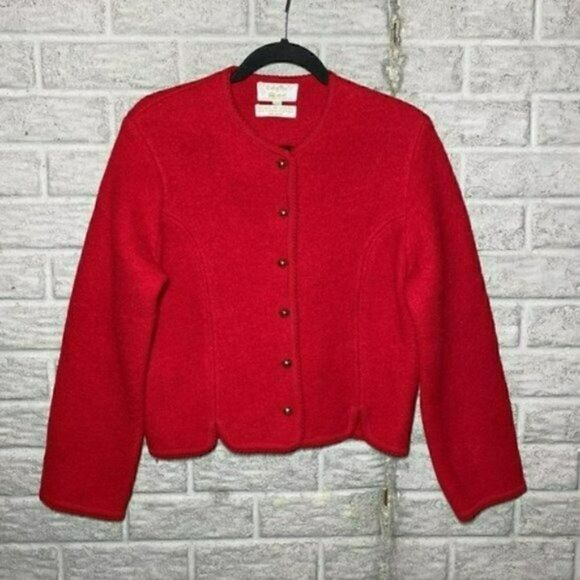 100% wool red jacket Women's Size 12 - Picture 2 of 11